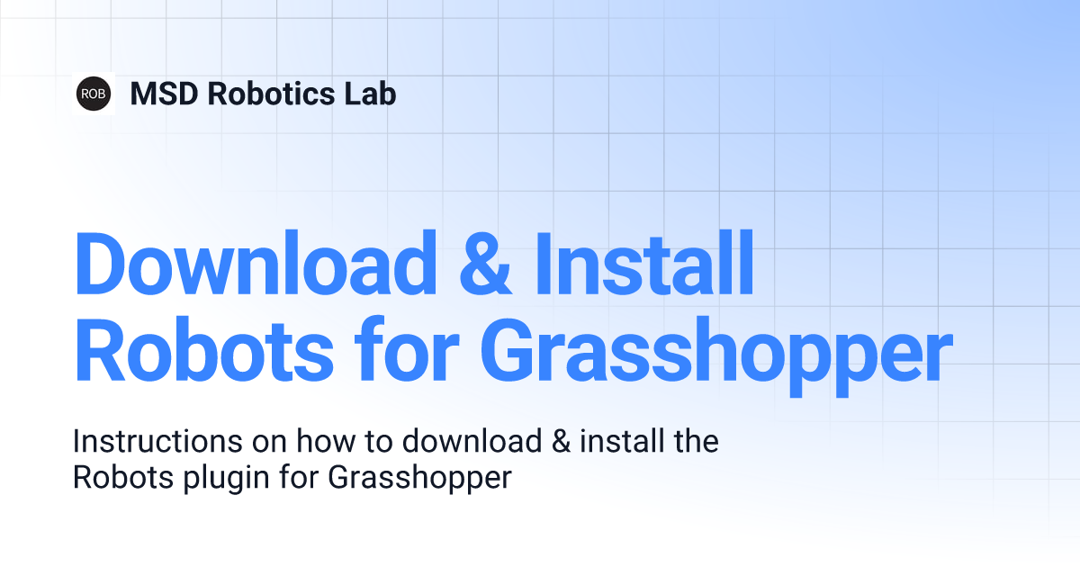 Download & Install Robots for MSD Robotics Lab