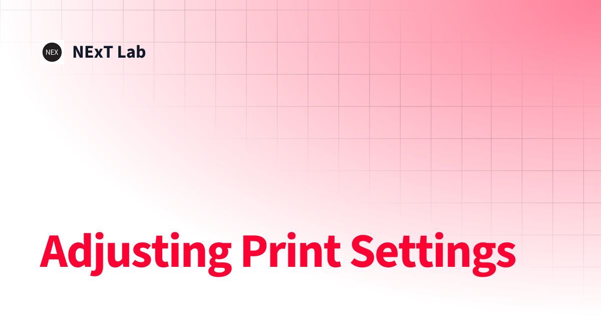 Adjusting Print Settings | NExT Lab